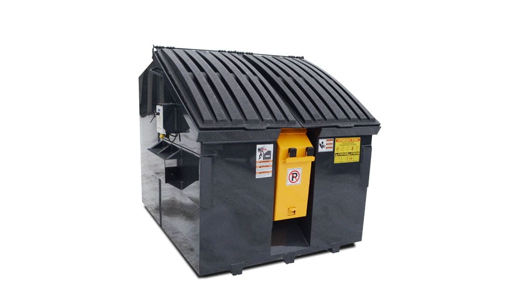 Slant style container with an electric tipper for 360L bins