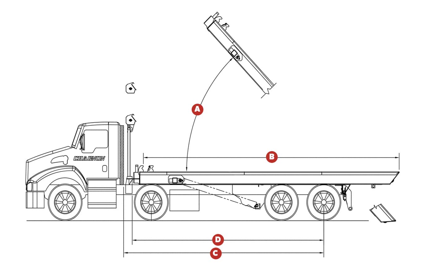 technical drawing top skid roll-off
